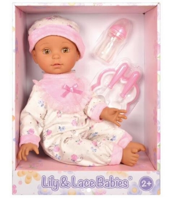 Picture of Lily & Lace Babies Soft-Bodied Baby Doll with No Hair Hispanic 16"/40Cm