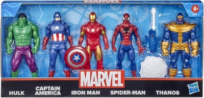 Picture of Action Figure 5-Pack, 6-inch Figures, Includes Iron Man, Spider-Man, Captain America, Hulk, Thanos, For Kids Ages 4 and Up