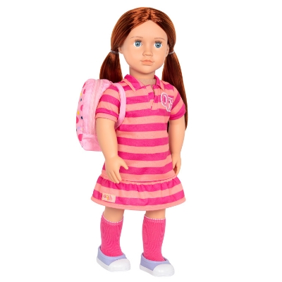Picture of Doll with Striped Dress & Polka Dot Backpack "Kimmy"