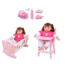 Picture of 14" Doll Set with 12 Sound+Dining Chair & Crib "Red"