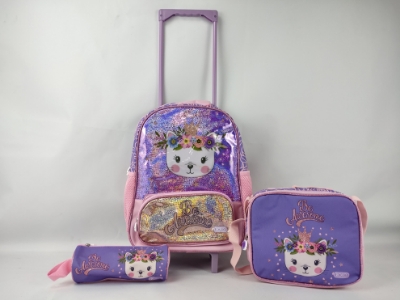 Picture of Roco Cat Purple 3-in-1 Value Set Trolley Bag with Accessory 16"