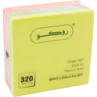 Picture of Roco 6315 Standard Self Stick Notes Cube Assorted Color 320 Notes